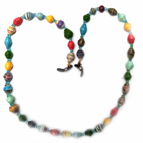 Chaîne de perles en papier pour masque facial/lunettes, perles rondes colorées