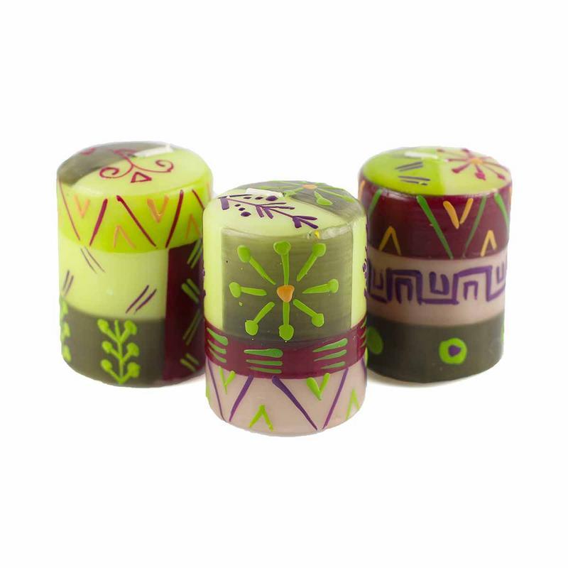 Bougies peintes à la main au design Kileo (boîte de trois) - Nobunto