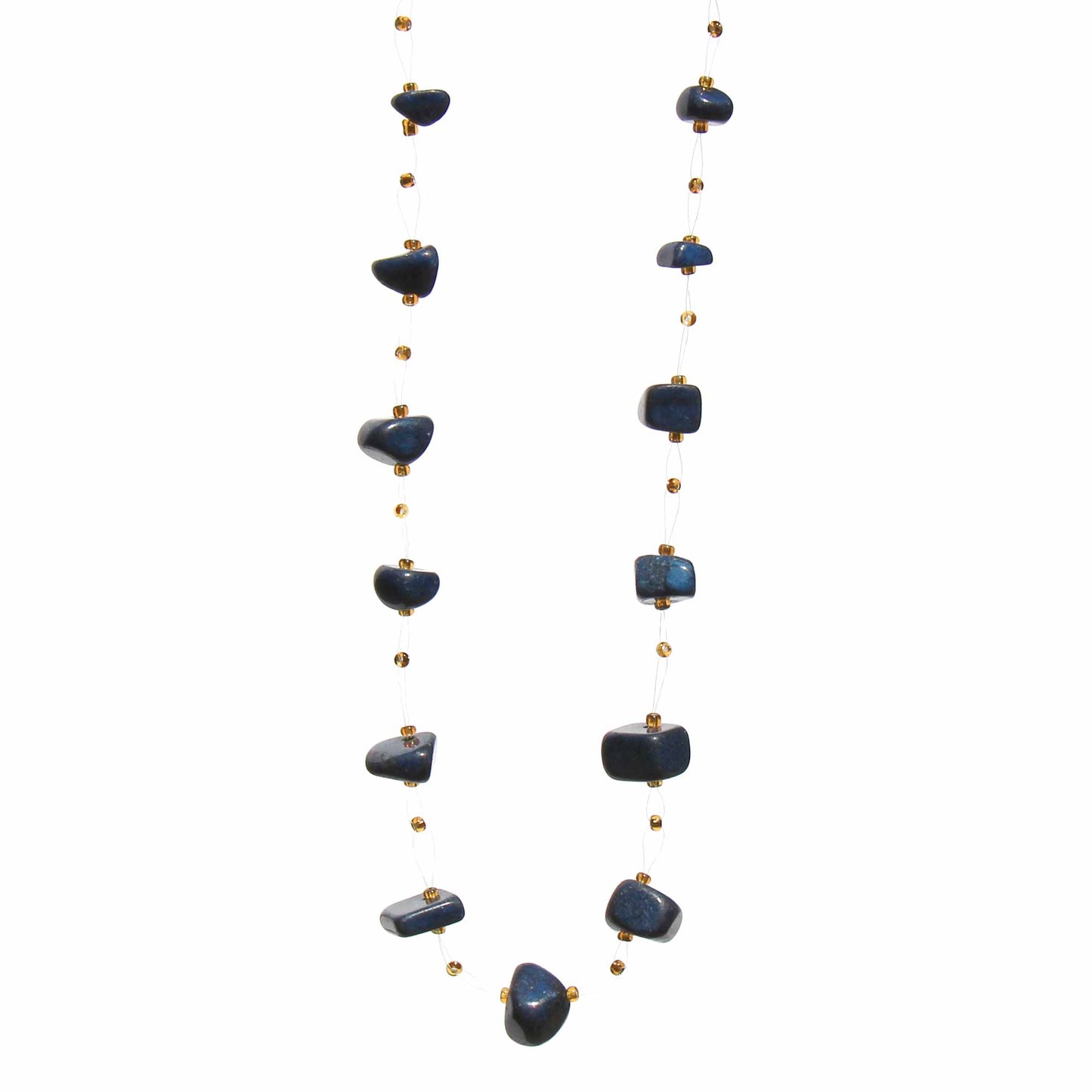 Collier de pierres flottantes et de perles Massaï, bleu marine