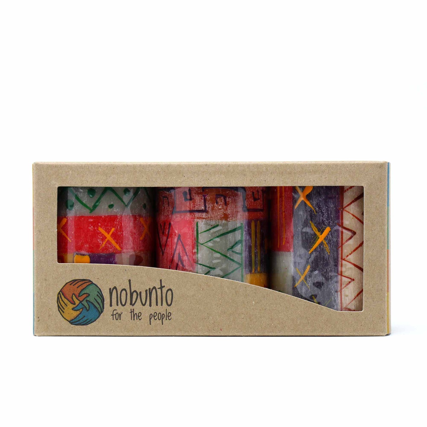 Ensemble de trois bougies peintes à la main en boîte - Indaeuko Design - Nobunto