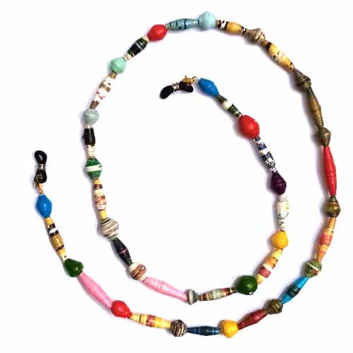 Chaîne de perles en papier pour masque facial/lunettes, formes mixtes colorées