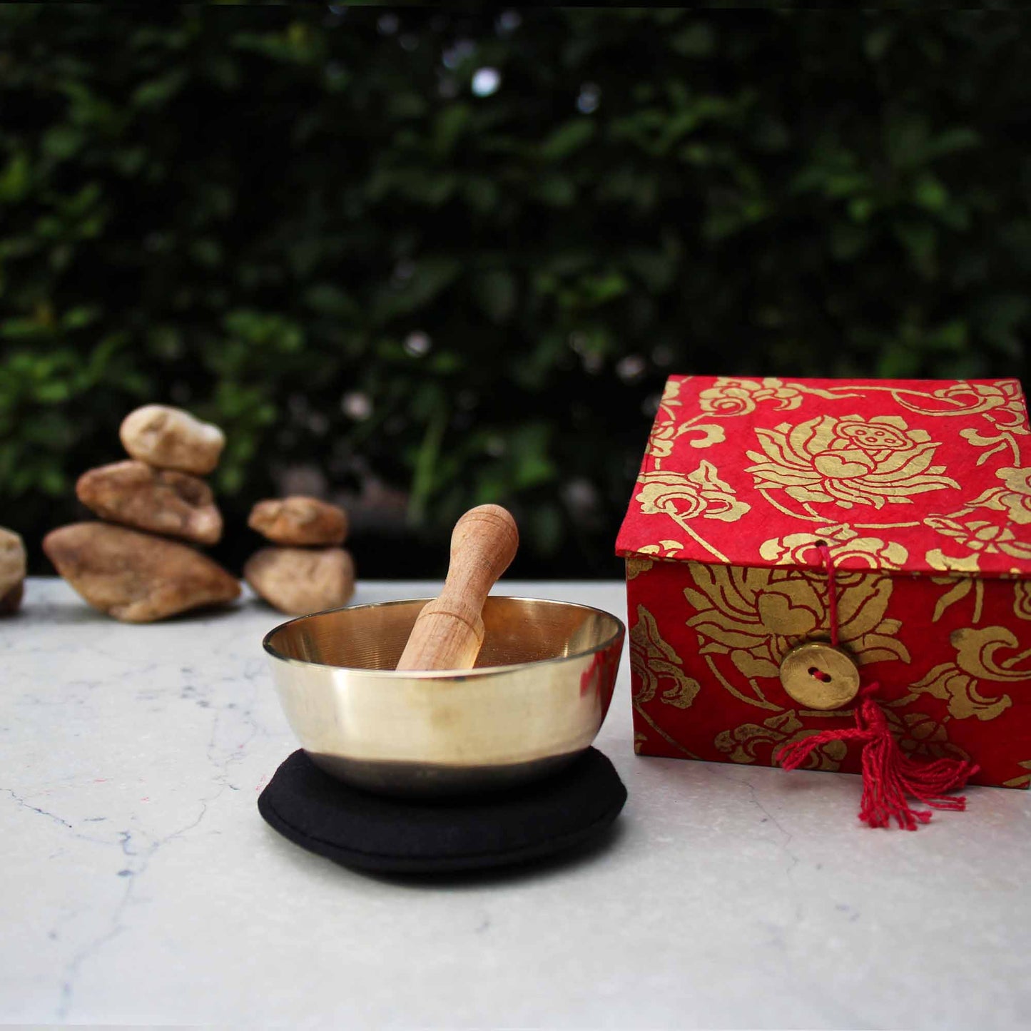 Coffret Bol de Méditation : Lotus Rouge 3'' - DZI (Méditation)