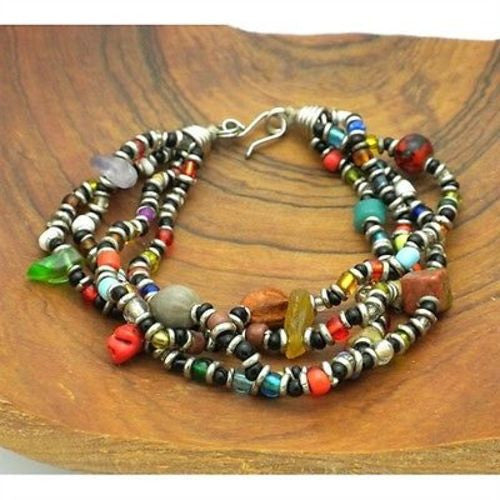 Bracelet 4 brins en perles multicolores - Zakali Creations