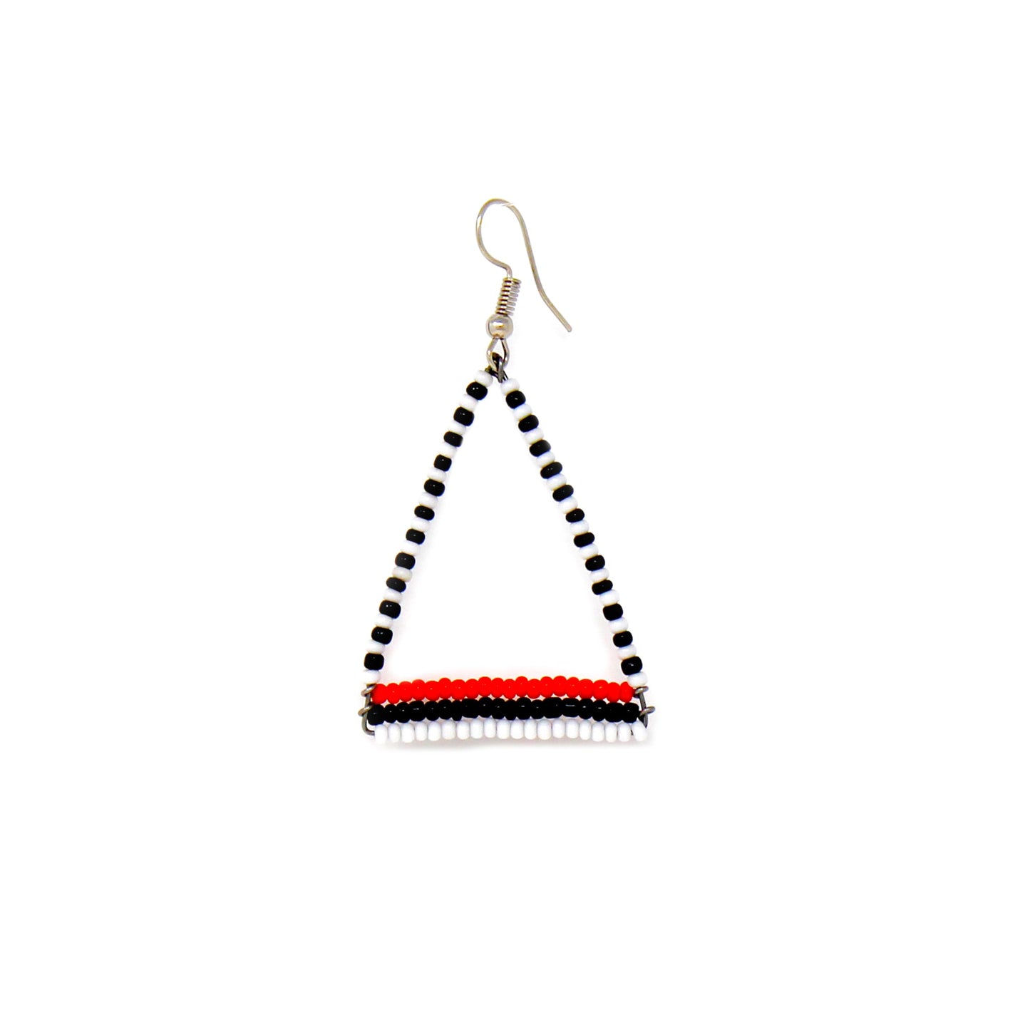 Boucles d'oreilles pendantes triangulaires en perles Maasai, noir/blanc/orange
