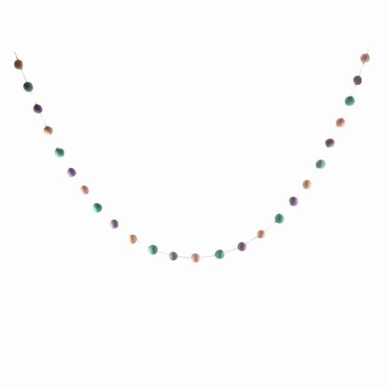 Guirlandes Pom Pom en feutre fabriquées à la main : rose, lavande, turquoise