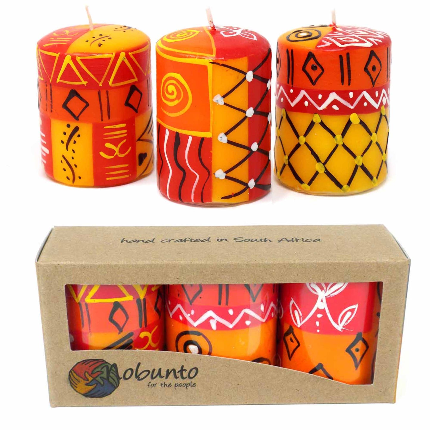 Ensemble de trois bougies peintes à la main en boîte - Zahabu Design - Nobunto