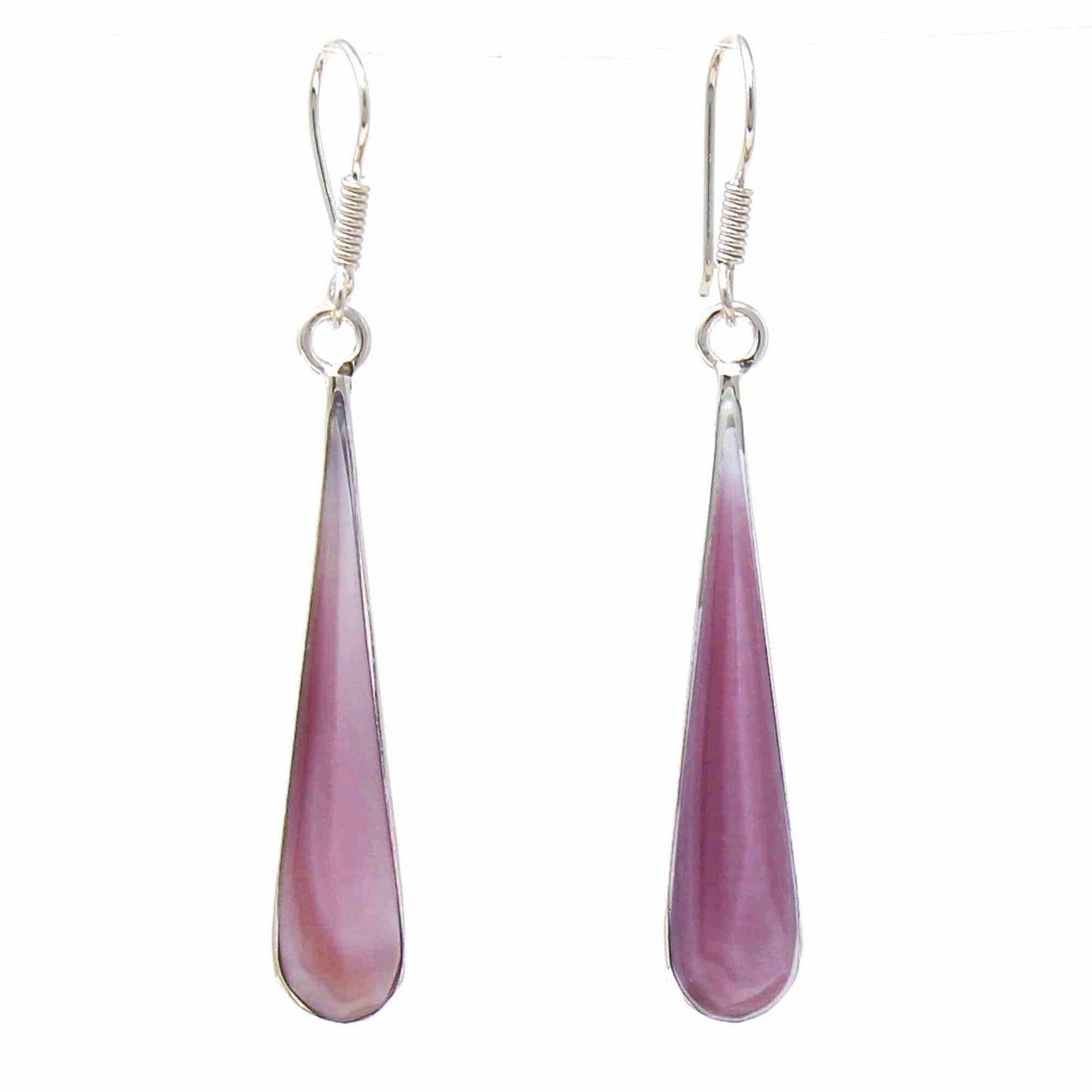 Boucles d'oreilles en forme de larme allongée en forme de coquille de palourde rose