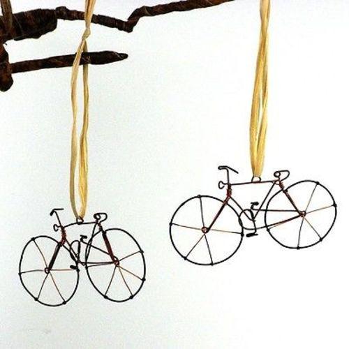 Ornement de vélo en fil recyclé, ensemble de 2