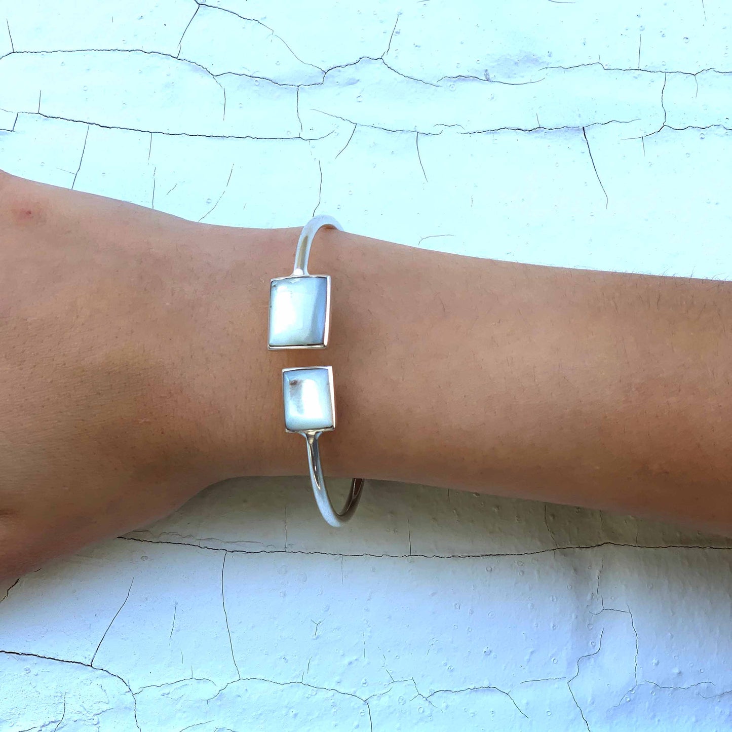 Bracelet Manchette, Carré Nacre