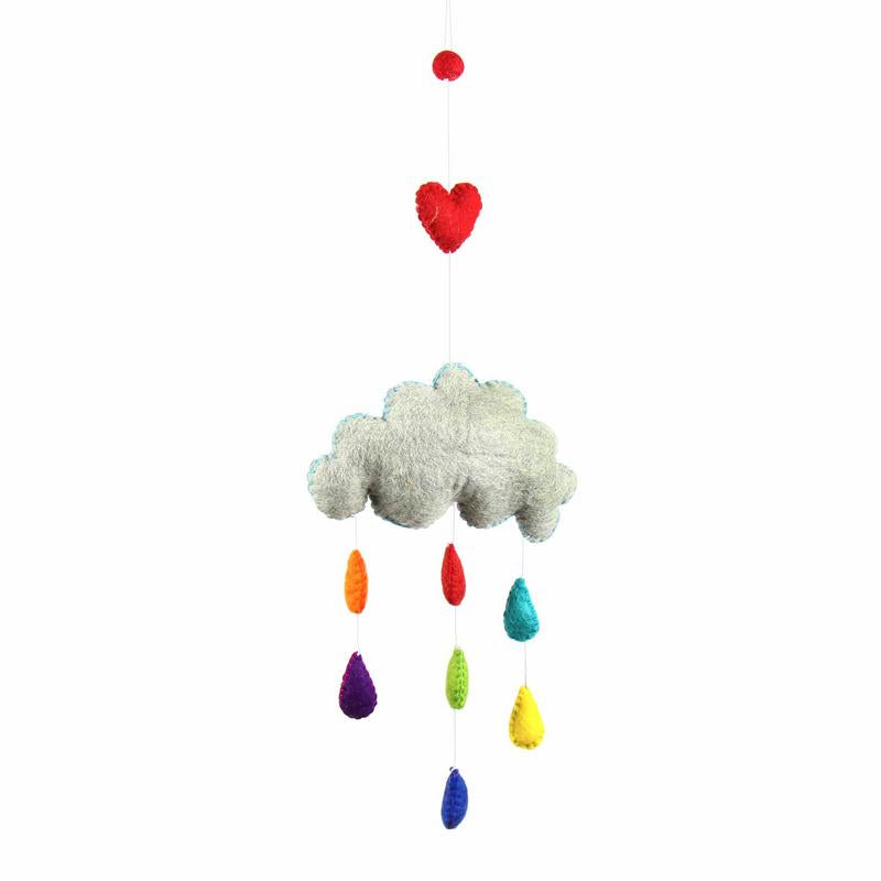 Décor de salle suspendue mobile en feutre de gouttes de pluie arc-en-ciel
