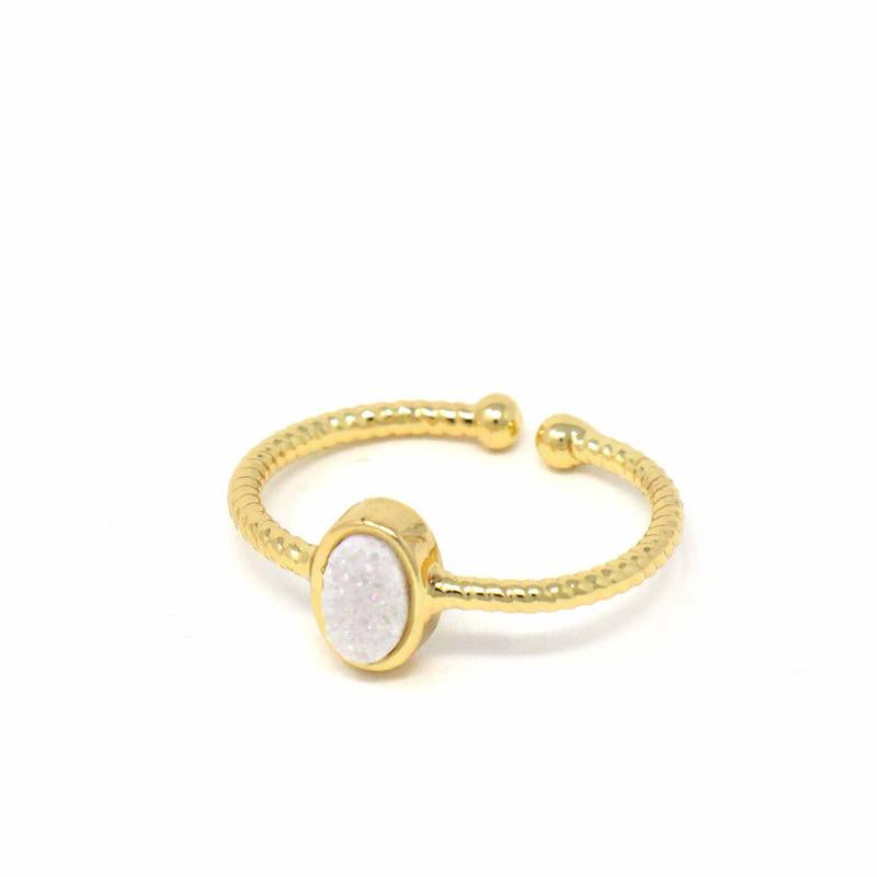 Bague : Pierre d'Agate Druzy Blanche - Starfish Project
