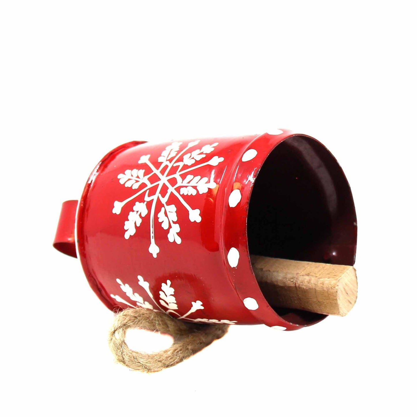 Cloche suspendue en fer rustique recyclé rouge et blanc en forme de flocon de neige