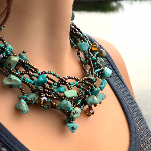 Collier en grosses pierres - Turquoise - Lucias Imports (J)