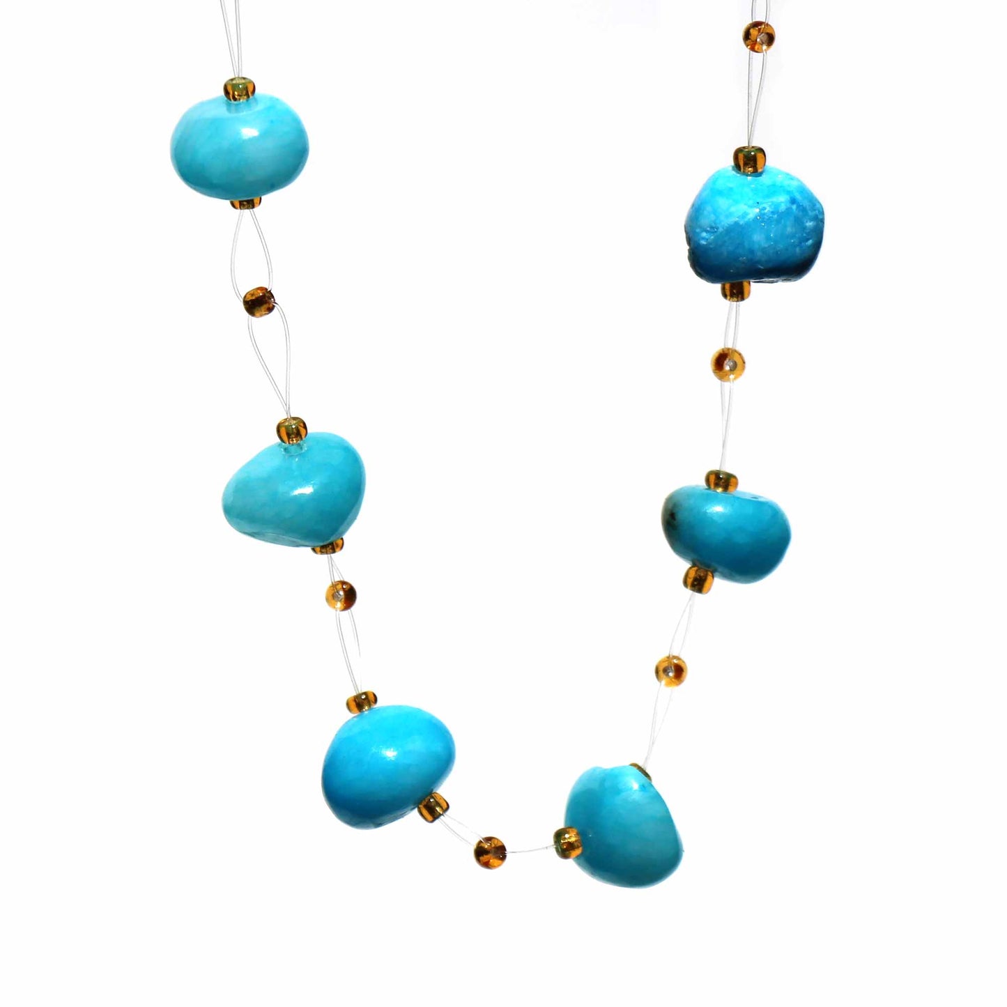 Collier de pierres flottantes et de perles Massaï, turquoise