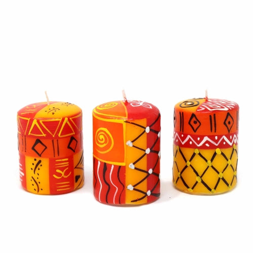 Ensemble de trois bougies peintes à la main en boîte - Zahabu Design - Nobunto