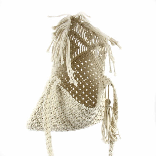 Macrame Shoulder Bag, Cream