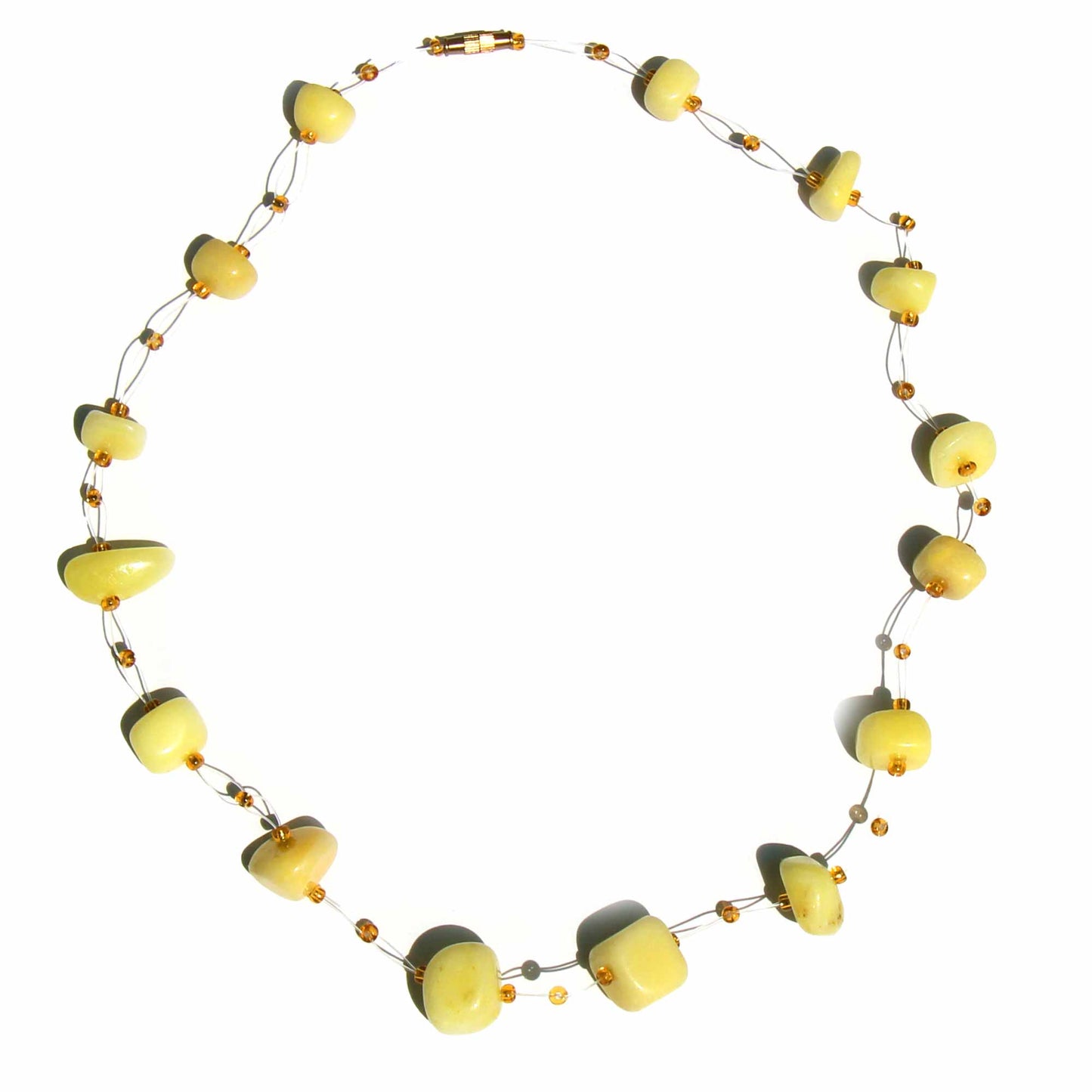 Collier de pierres flottantes et de perles Massaï, jaune
