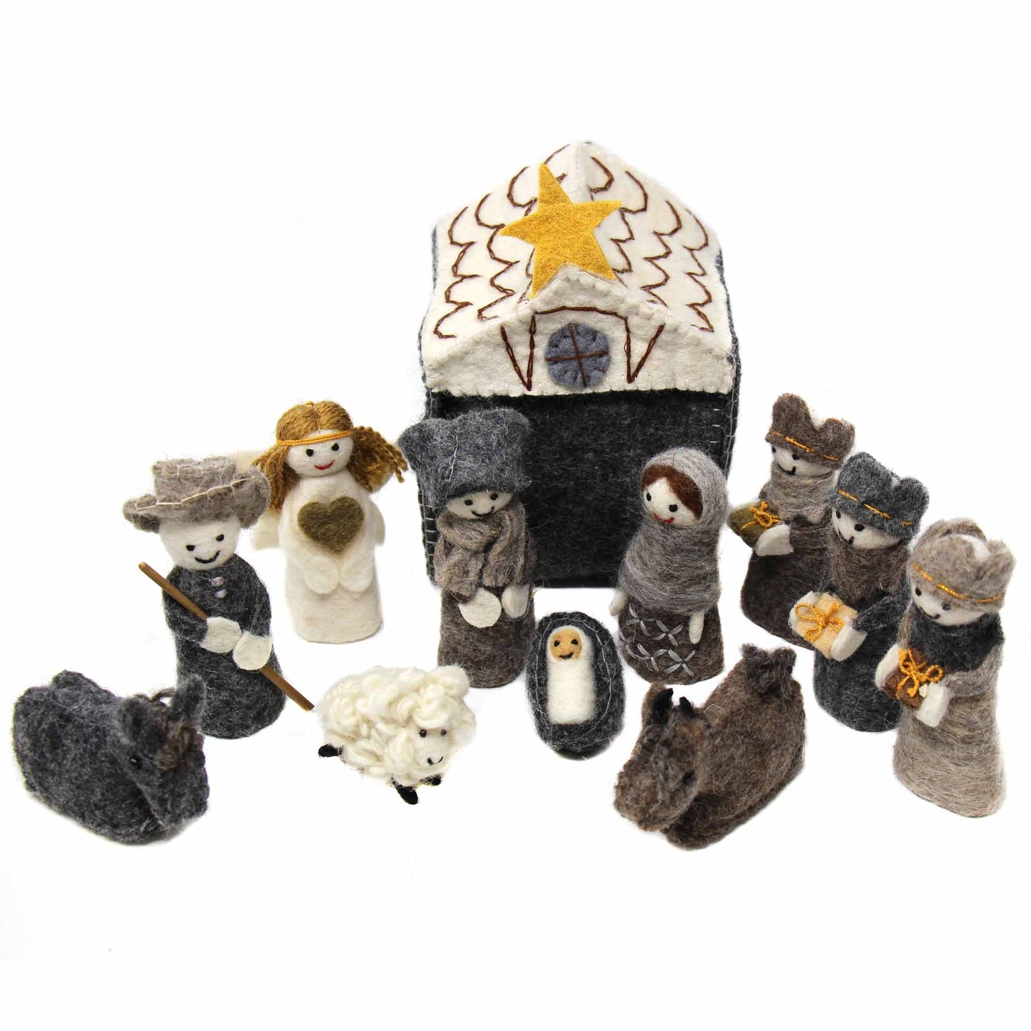 Ensemble de 12 pièces de la Nativité feutrée