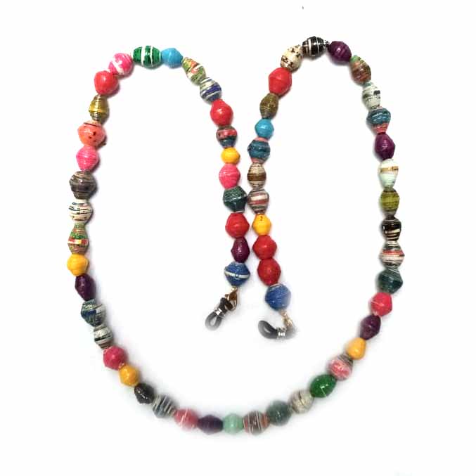 Chaîne de perles en papier pour masque facial/lunettes, perles rondes colorées