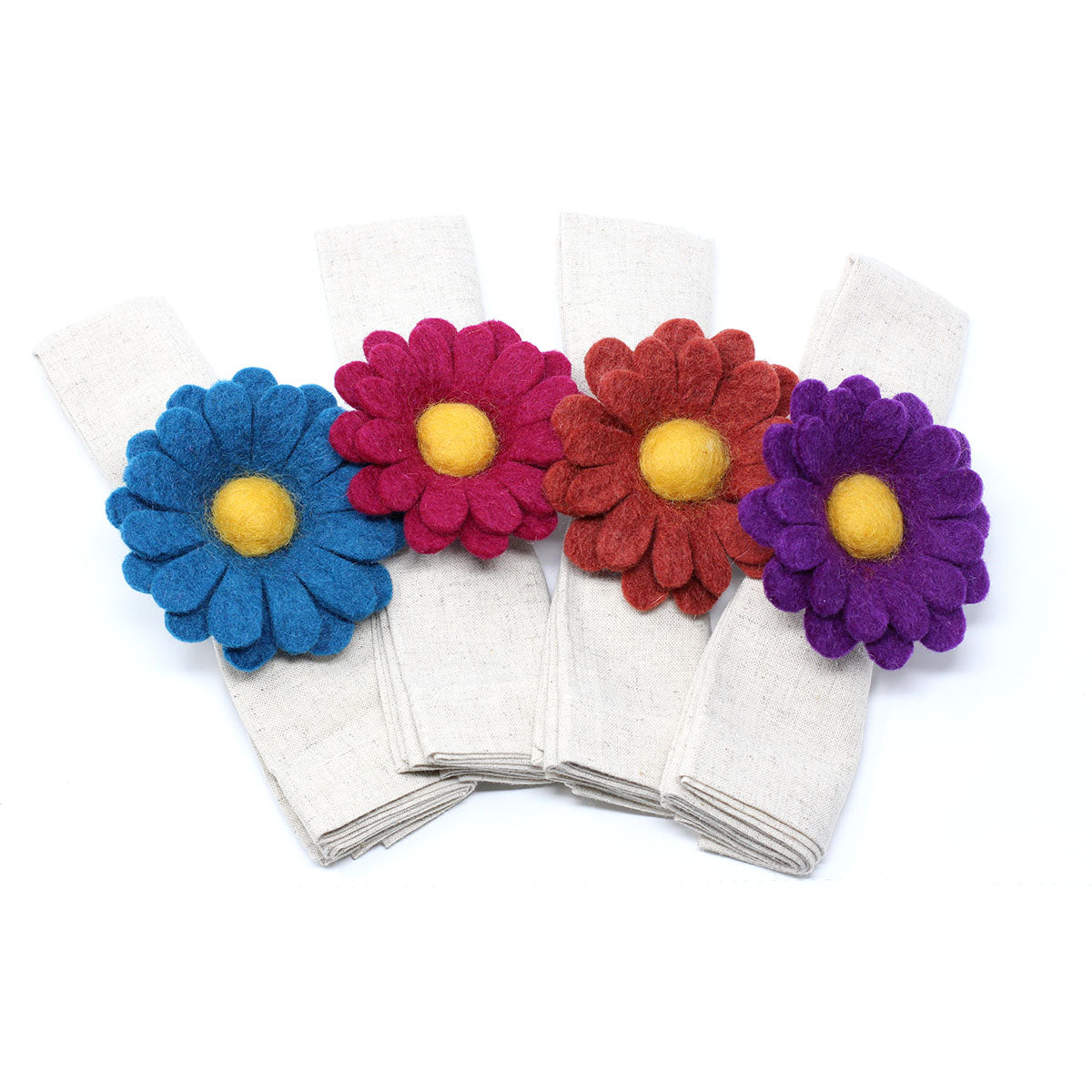 Ronds de serviette Gerber Daisy - Ensemble de quatre couleurs - Global Groove (T)