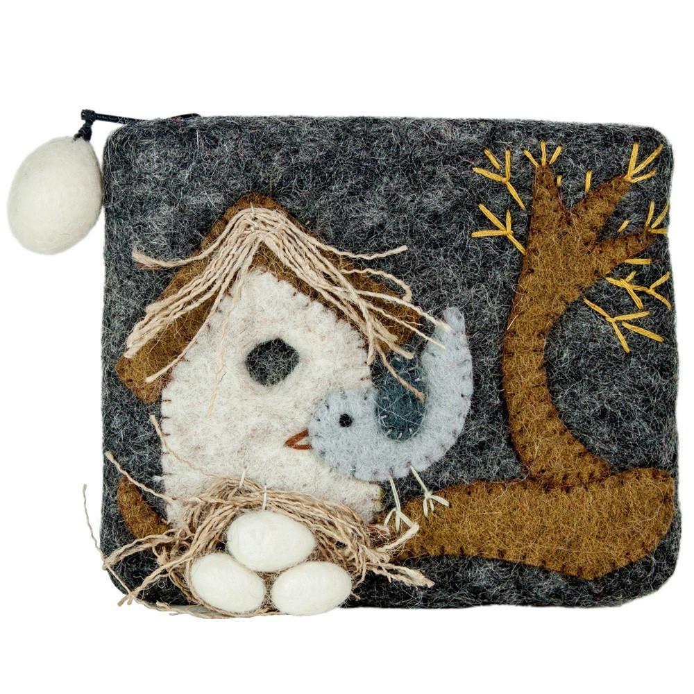 Filt-møntpung - Nesting Bird - Wild Woolies (P)