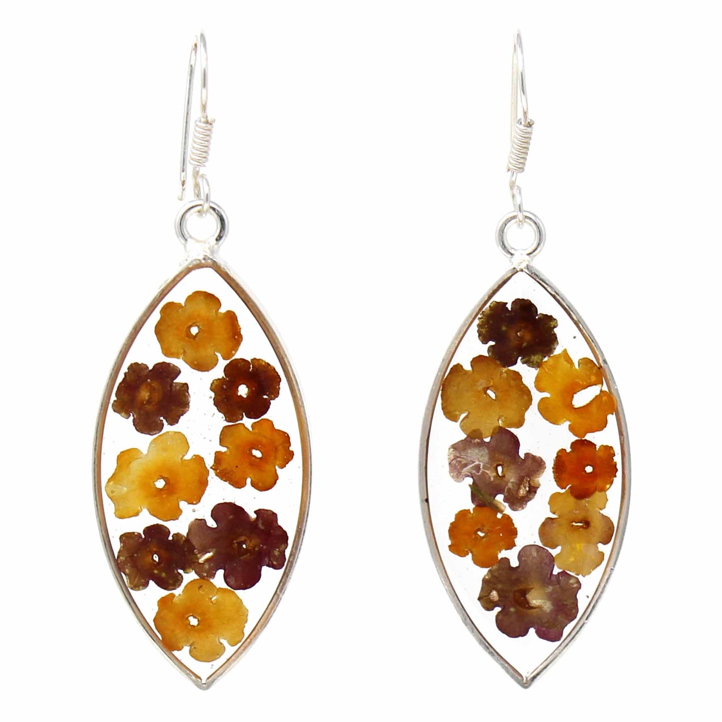Fleurs en boucles d’oreilles Ellipse en résine
