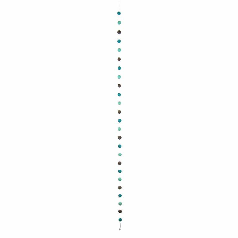 Feutre fabriqué à la main du Népal : guirlandes de pompons, gris/bleu