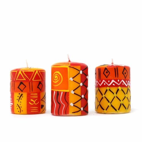 Ensemble de trois bougies peintes à la main en boîte - Zahabu Design - Nobunto