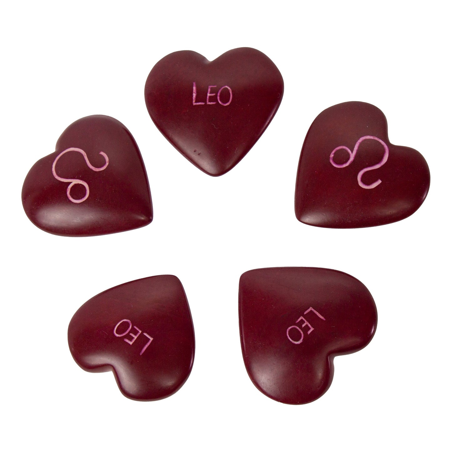 Coeurs en stéatite du zodiaque, paquet de 5 : LEO