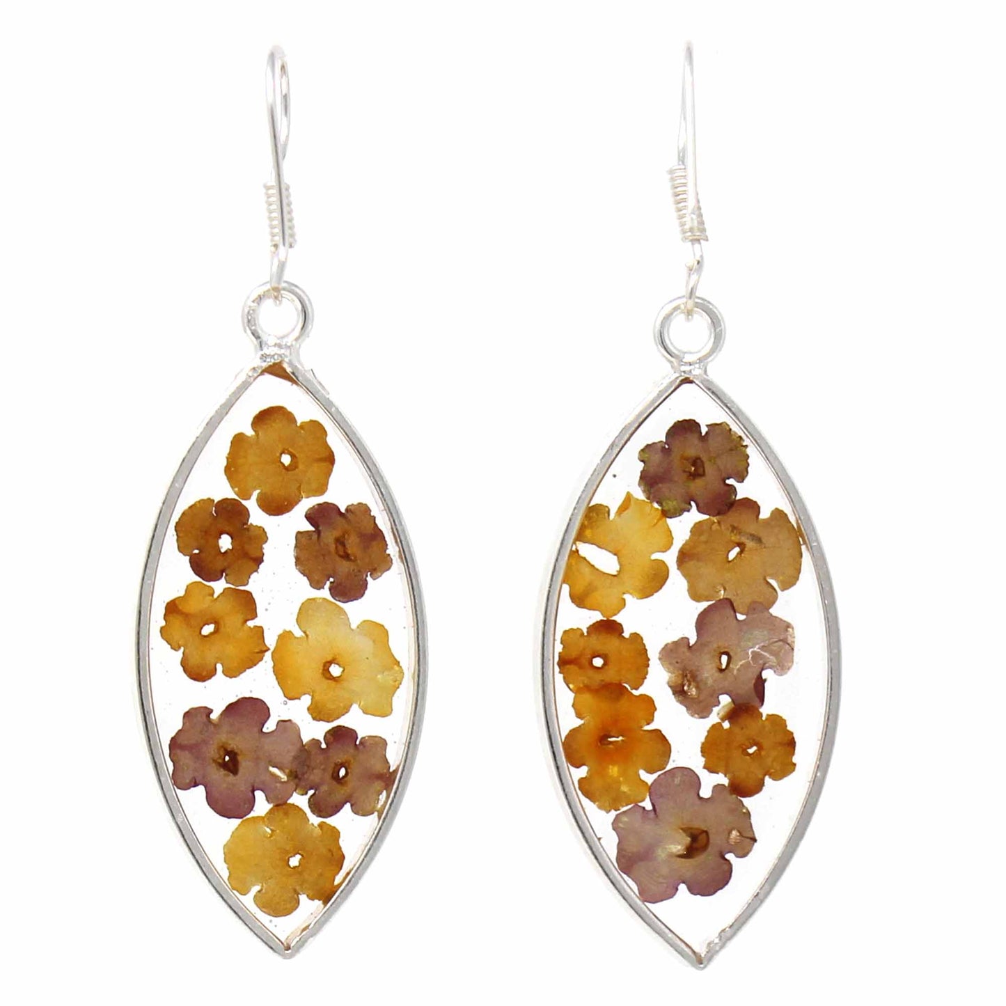 Fleurs en boucles d’oreilles Ellipse en résine