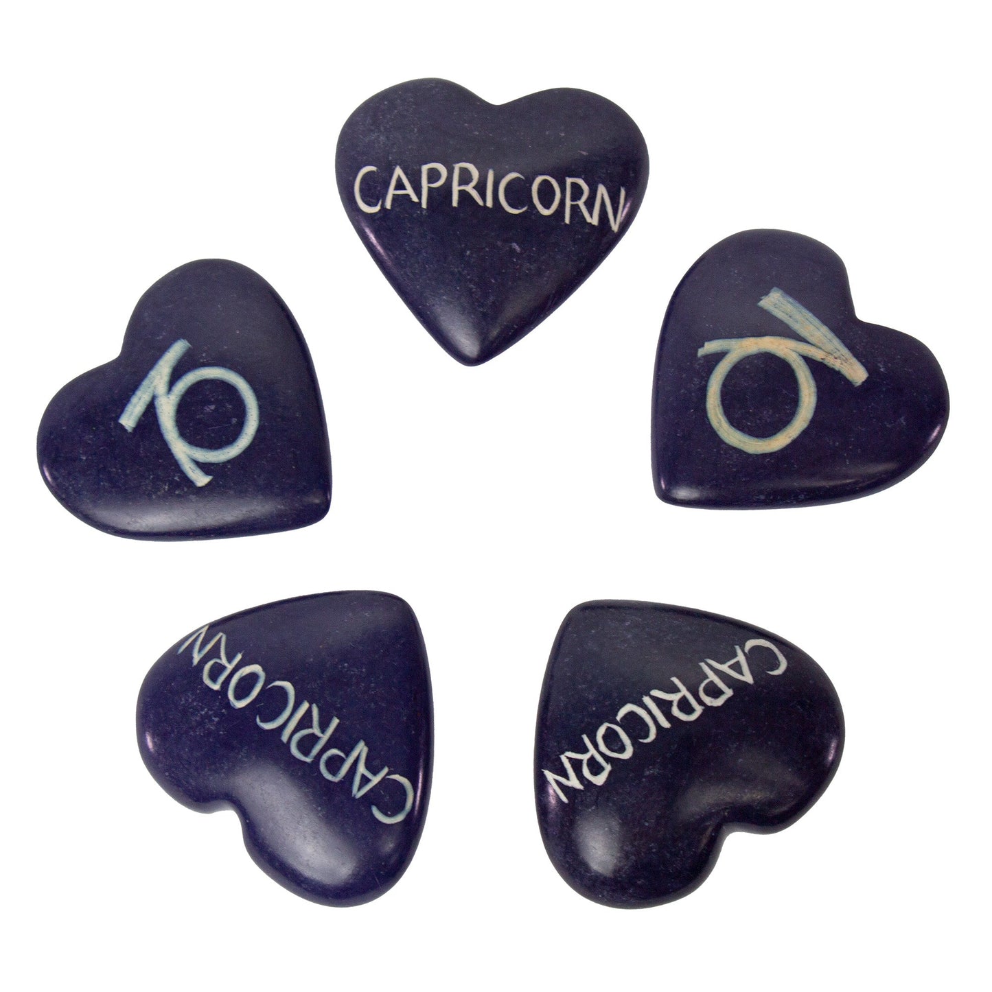 Coeurs en stéatite du zodiaque, paquet de 5 : CAPRICORNE