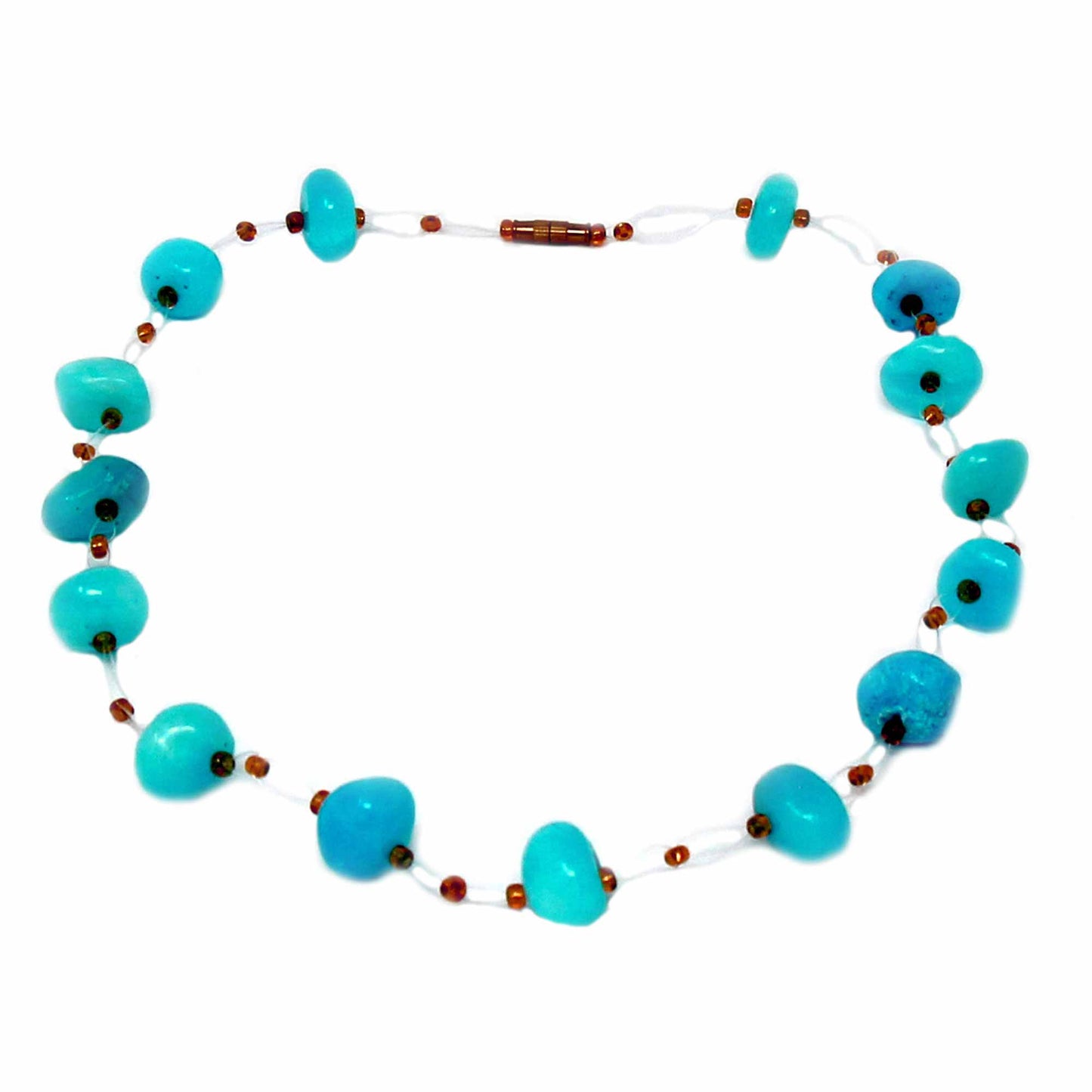 Collier de pierres flottantes et de perles Massaï, turquoise