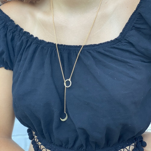Collier pendentif croissant de lune doré