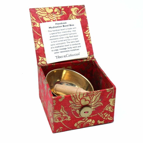 Coffret Bol de Méditation : Lotus Rouge 3'' - DZI (Méditation)
