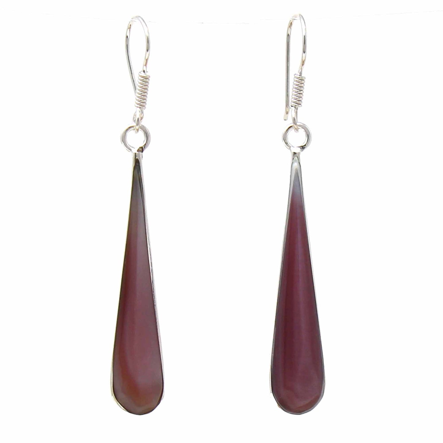 Boucles d'oreilles en forme de larme allongée en forme de coquille de palourde rose