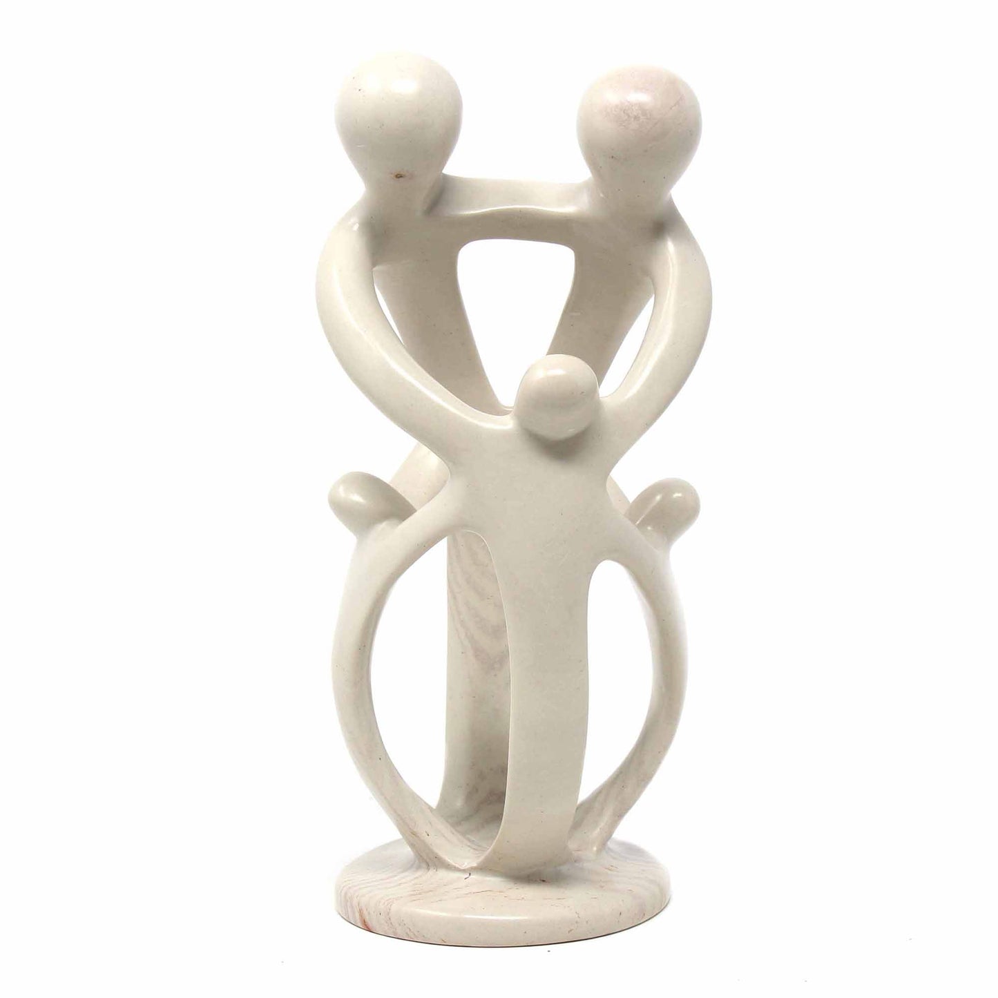 Sculpture familiale en stéatite naturelle de 10 pouces de haut - 2 parents 3 enfants - Smolart