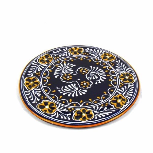 Poterie faite à la main 8" Trivet ou Tenture murale, Bleu - Encantada