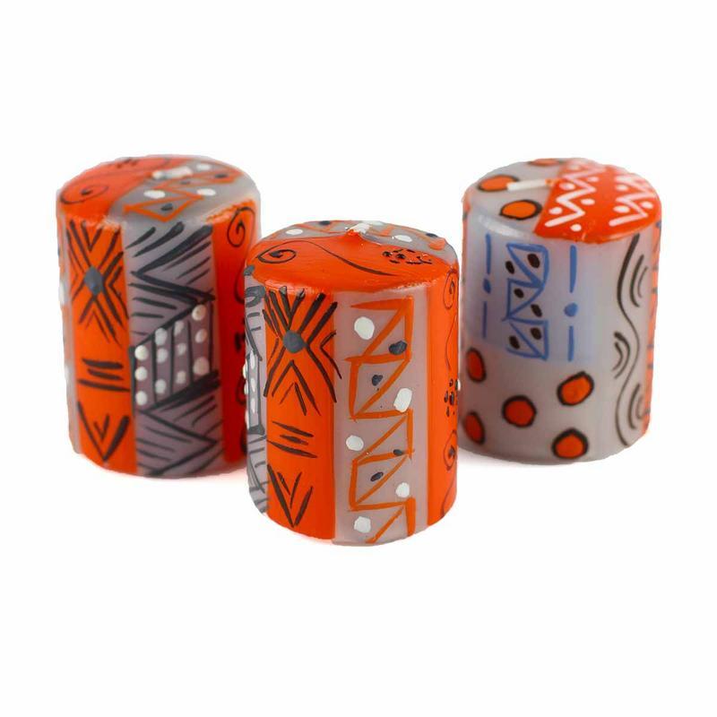 Bougies peintes à la main au design Kukomo (boîte de trois) - Nobunto