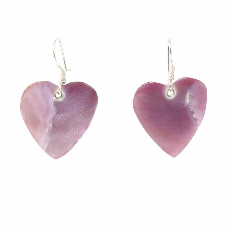 Boucles d'oreilles, Coeurs en Nacre Rose