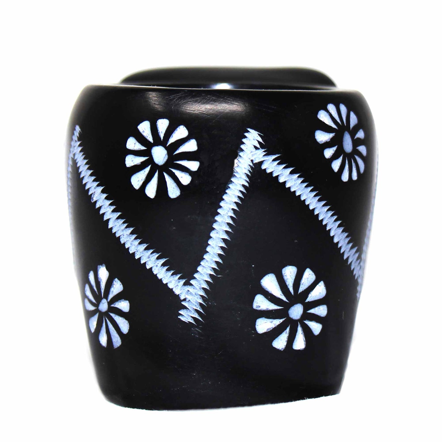 Elephant Soapstone fyrfadslys - sort finish med etch design