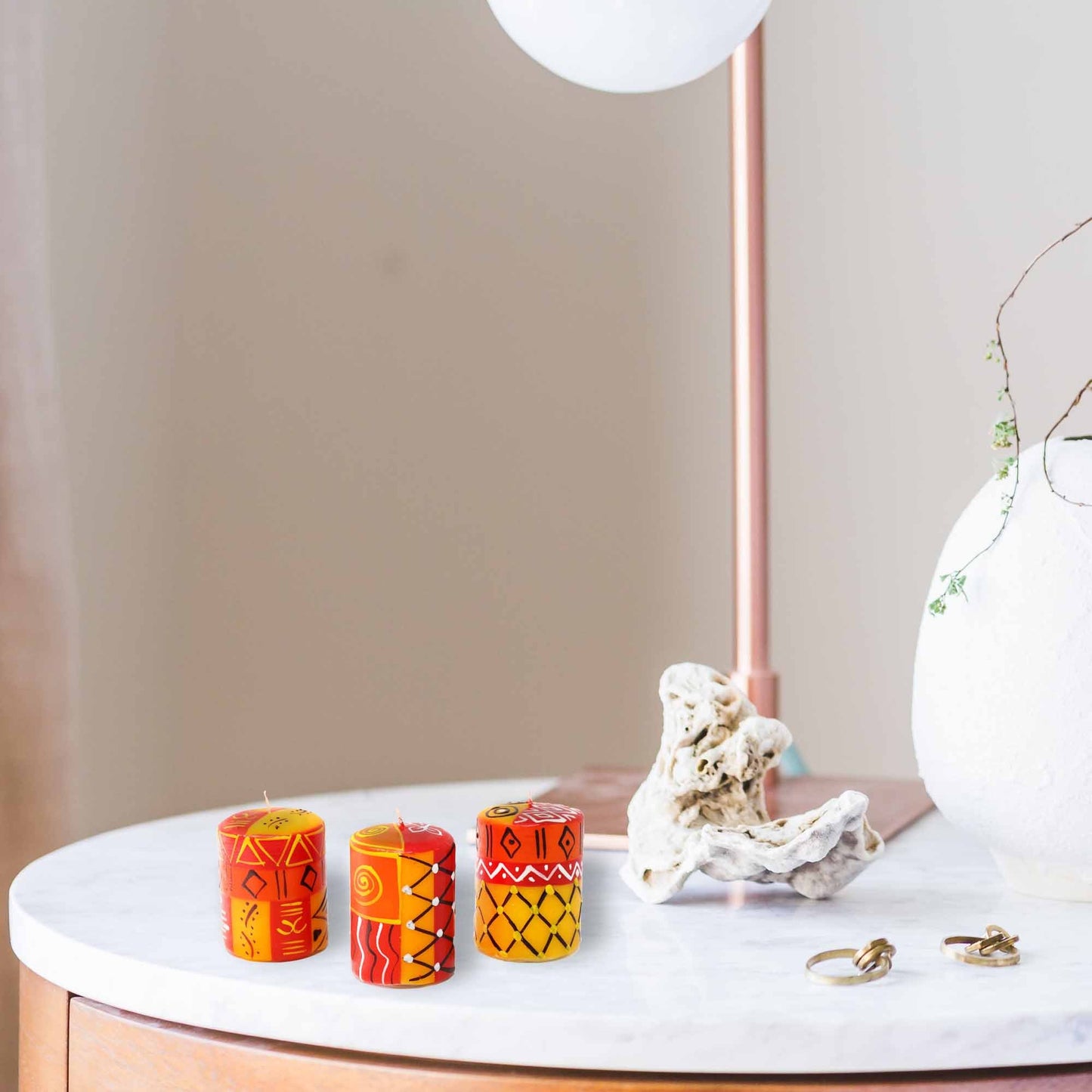 Ensemble de trois bougies peintes à la main en boîte - Zahabu Design - Nobunto