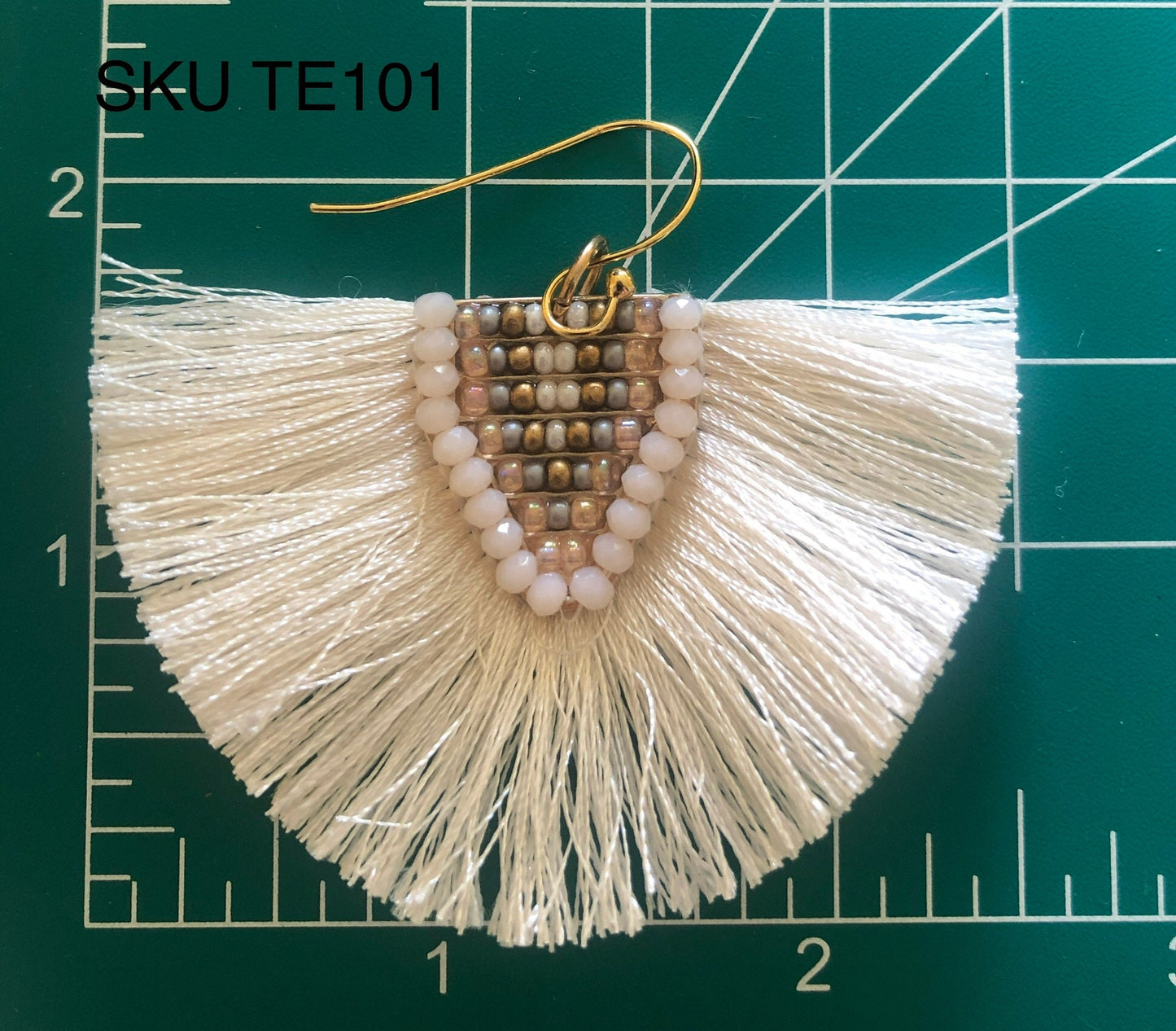 Fan Tassel & Beaded Gold Silver Earring | Dangle Earring | Boho earring | Beach vibe Earring | Southwestern Earring | 18 k gold plated |