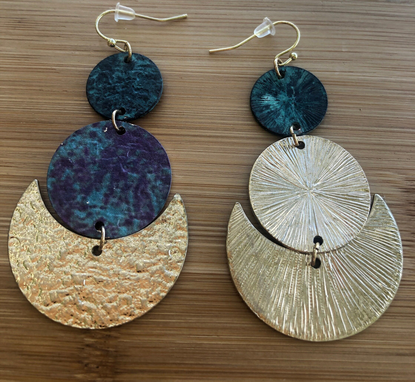Rangiroa Earring: Bridesmaid gift | Beach vacation | BOHO earring| Dangle earring | Gold | Patina Handmade earring | Festival | Moon