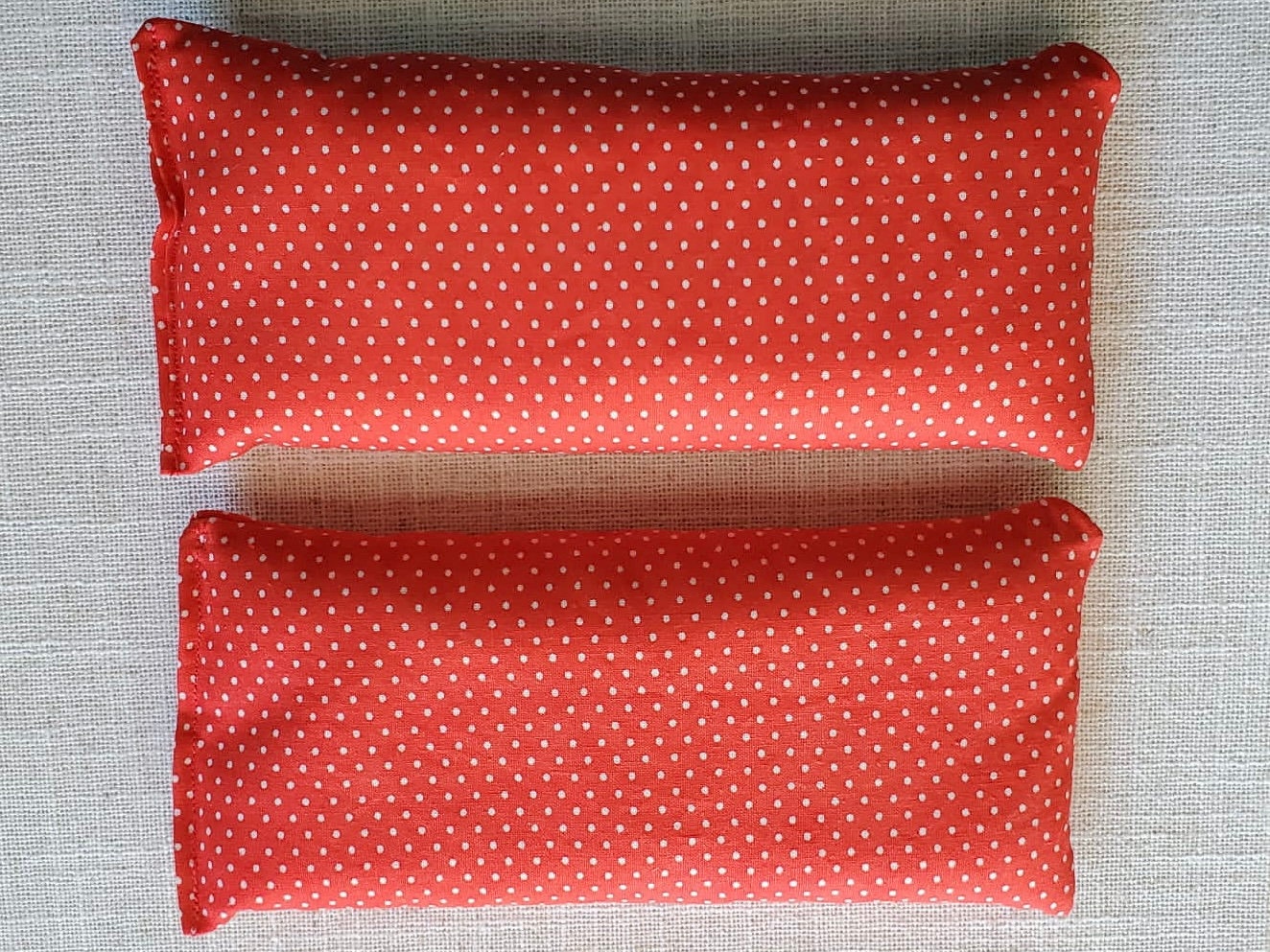 Therapeutic Hot Cold Pad | Microwaveable Hot Pack | Sinus Pillow | Headache relief Pillow | Self Care | Spa | Handmade | Red White polka dot
