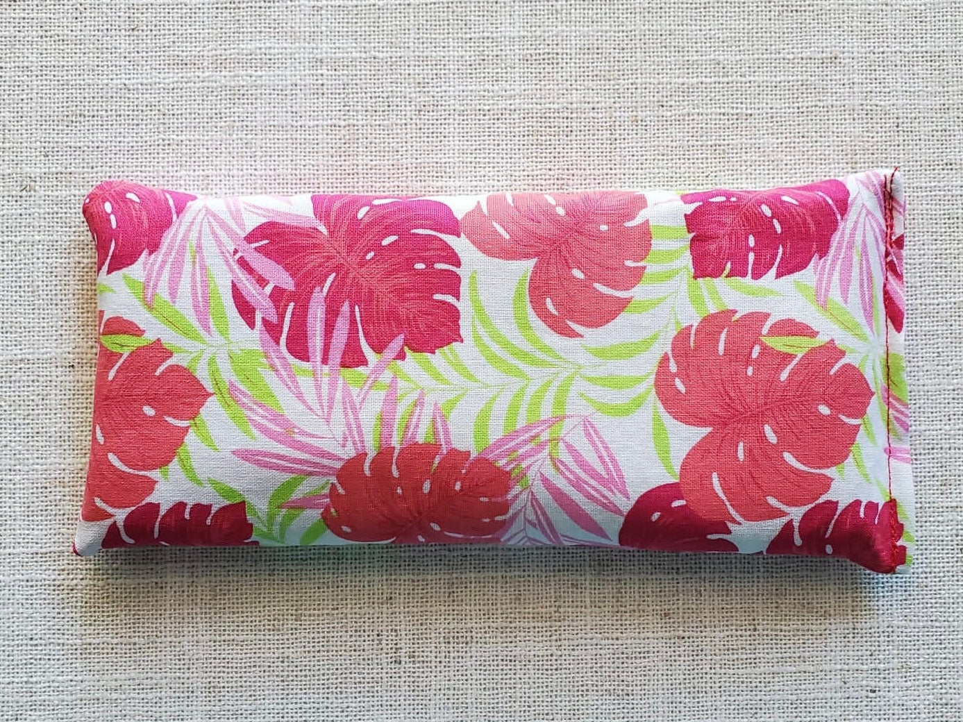 Therapeutic Hot Cold Pad | Microwaveable Hot Pack | Sinus Pillow | Headache relief Pillow | Self Care | Spa | Handmade | Pink Green Tropical