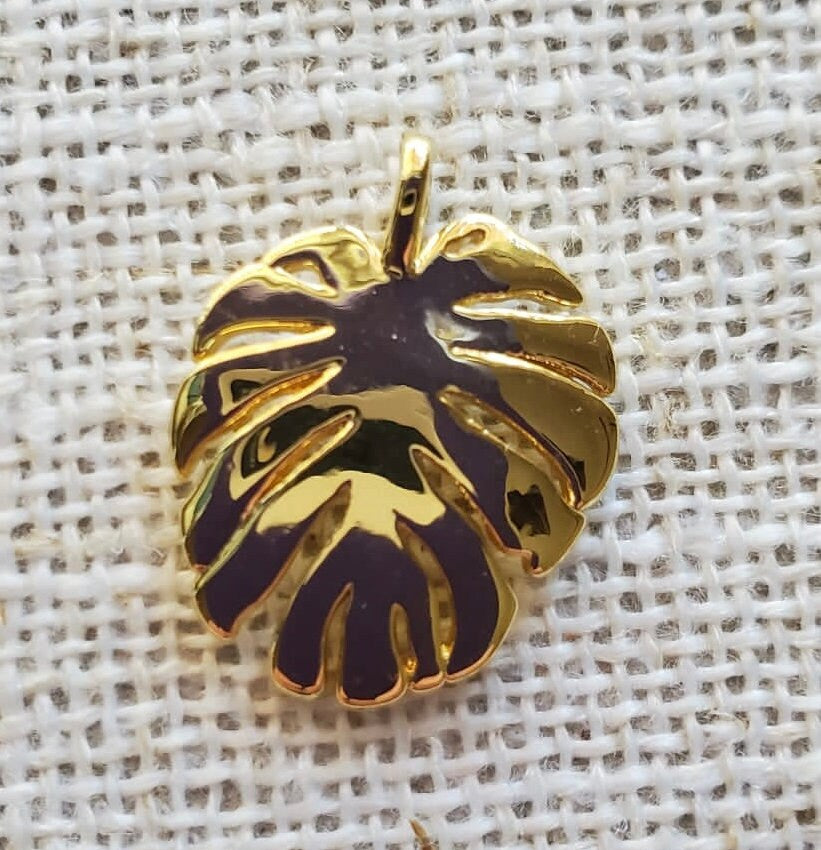 Gold Monstera leaf Necklace 14 K Gold Filled | tropical | Beach Vibes | adjustable cable gold filled cable chain | Layering Necklace