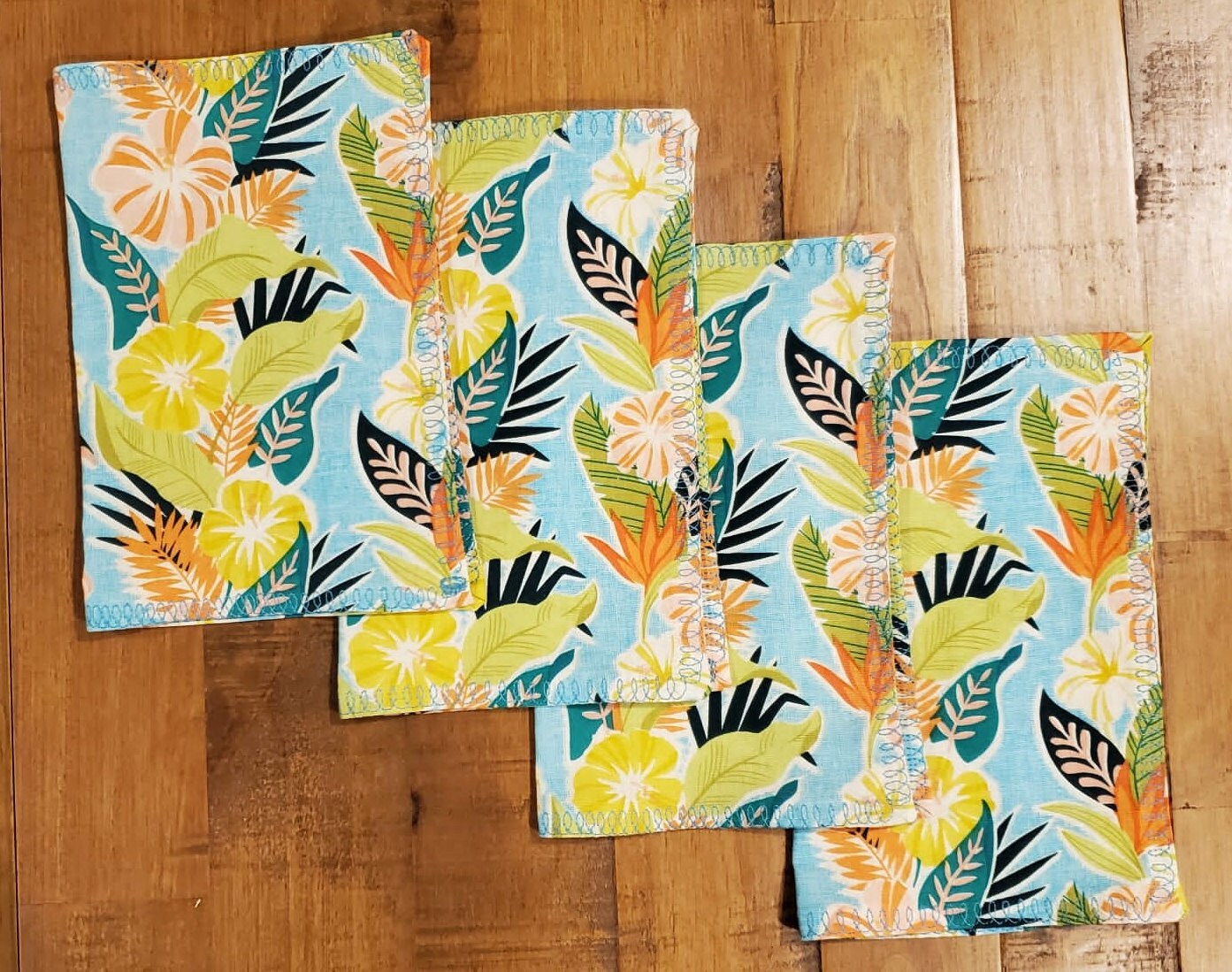 Cotton Napkins | Tropical Print Travel Napkins | Set of 4 Reusable Napkins | Waste Free Cotton Napkins | Beach Wedding| Teacher Gift |
