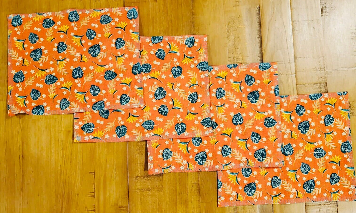 Cotton Napkins | Tropical Print Travel Napkins | Set of 4 Reusable Napkins| Waste Free Cotton Napkins | Beach Wedding | Vacation | Camping