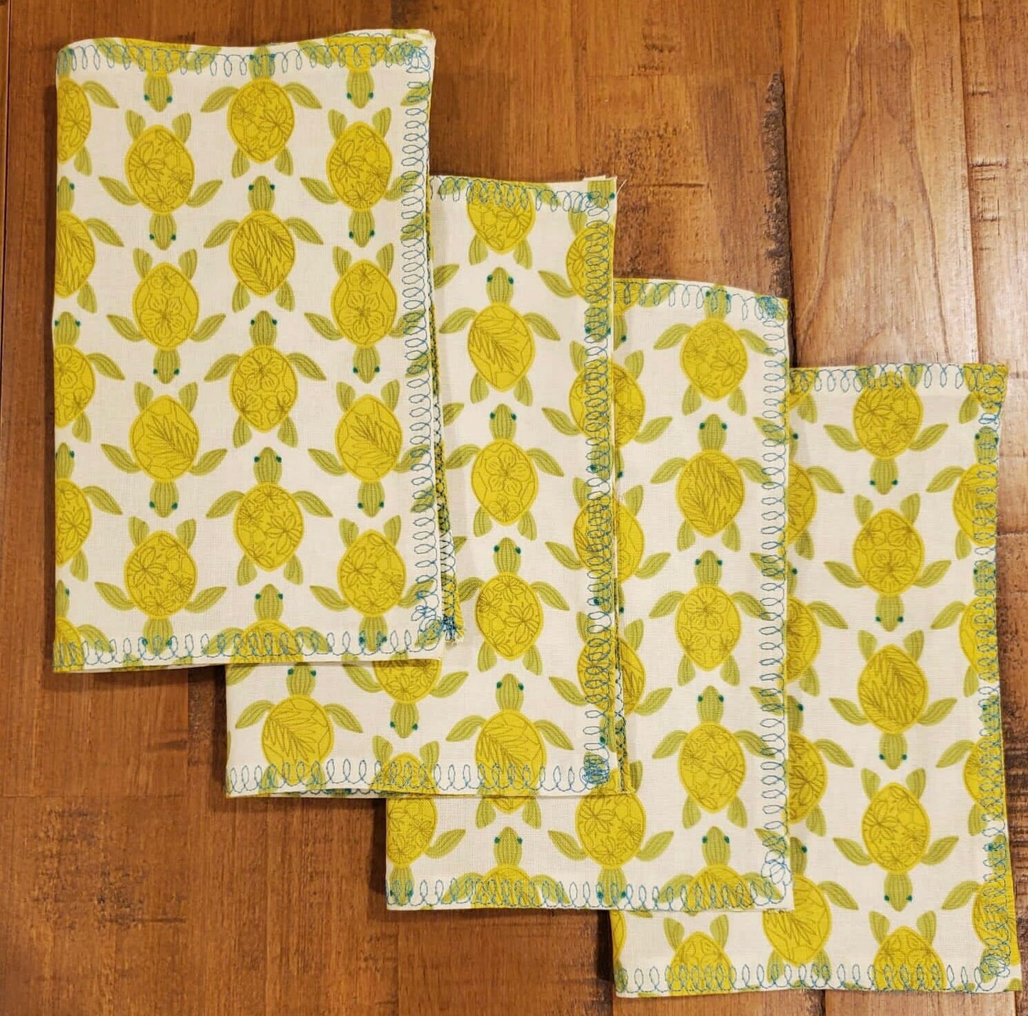 Cotton Napkins | Sea Turtle Print Travel Napkins | Set of 4 Reusable Napkins| Waste Free Cotton Napkins | Travel | Picnic | Camping |