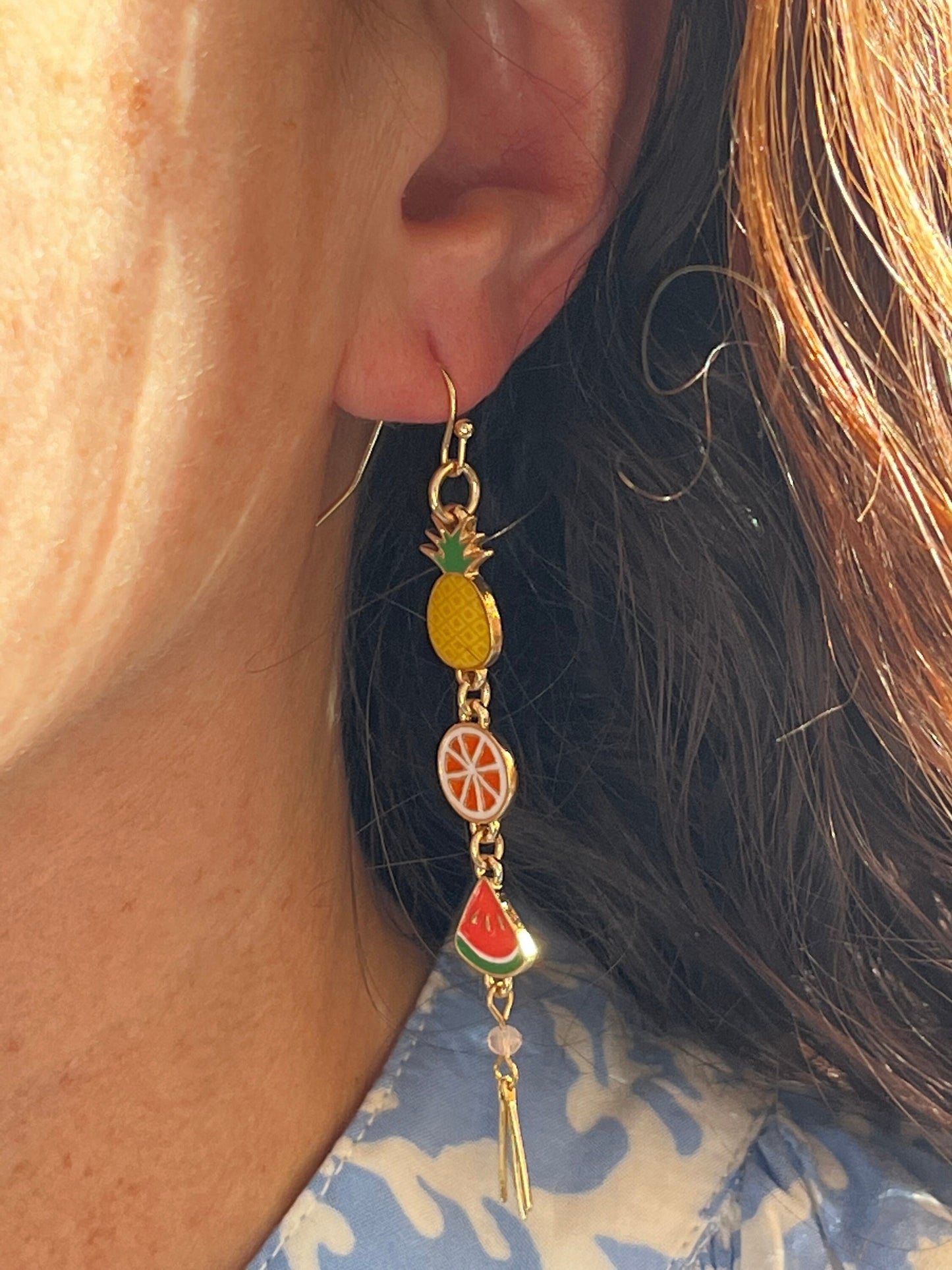 Tropical Earring: Bridesmaid gift | Beach vacation | BOHO earring| Dangle earring | Gold | Handmade earring | Festival | Date night